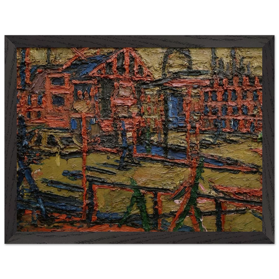 BEHIND CAMDEN TOWN STATION SUMMER EVENING by Frank Auerbach — Framed art print at Zephyeer