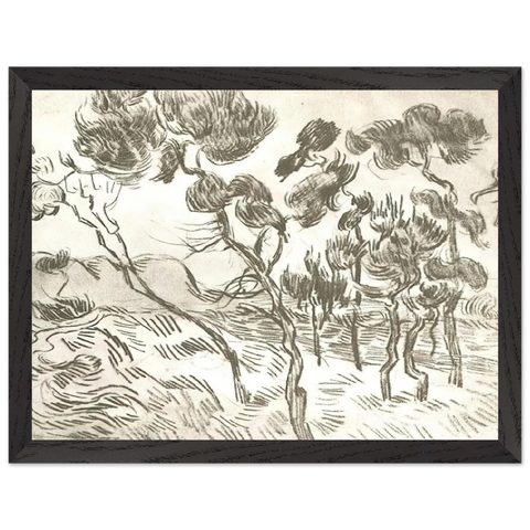 A Group of Pine Trees near a House by Vincent van Gogh — Framed art print at Zephyeer