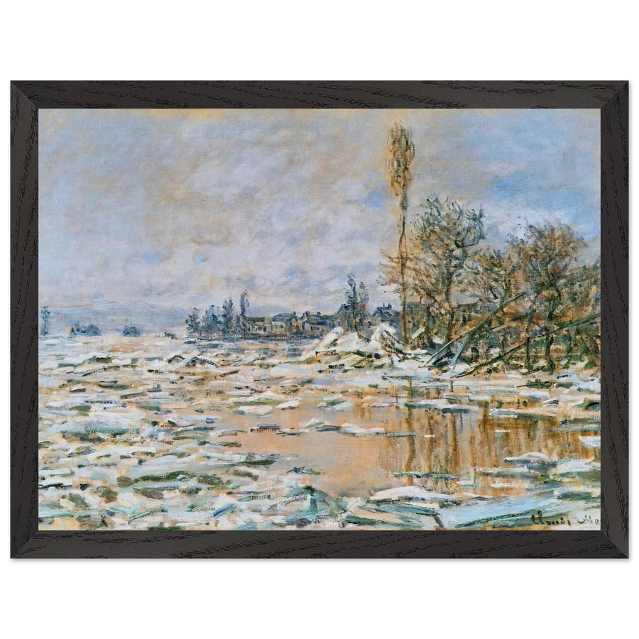 Breakup of Ice, Lavacourt, Grey Weather by Claude Monet — Framed art print at Zephyeer