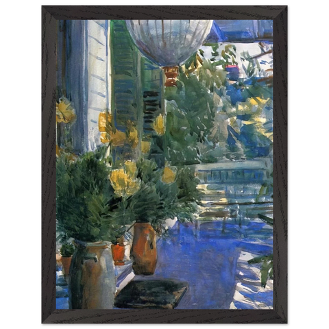 Veranda of the Old House by Childe Hassam — Framed art print at Zephyeer