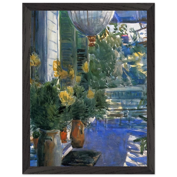Veranda of the Old House by Childe Hassam — Framed art print at Zephyeer