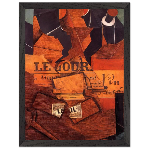 TOBACCO NEWSPAPER AND BOTTLE OF WINE 1914 by Juan Gris — Framed art print at Zephyeer