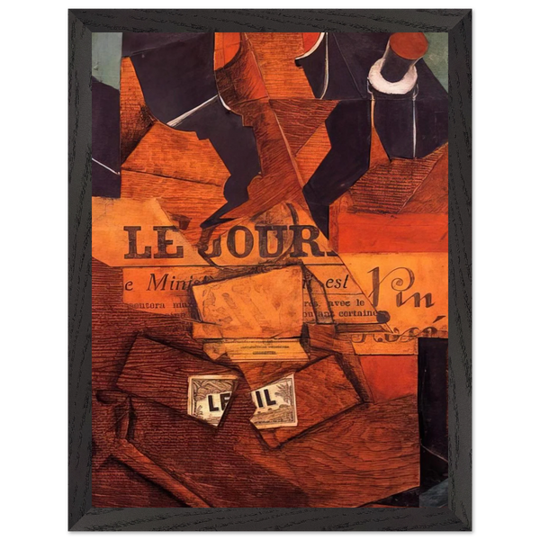 TOBACCO NEWSPAPER AND BOTTLE OF WINE 1914 by Juan Gris — Framed art print at Zephyeer