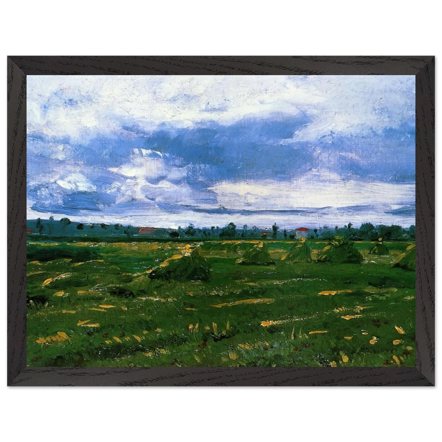 Wheat Fields with Stacks by Vincent van Gogh — Framed art print at Zephyeer