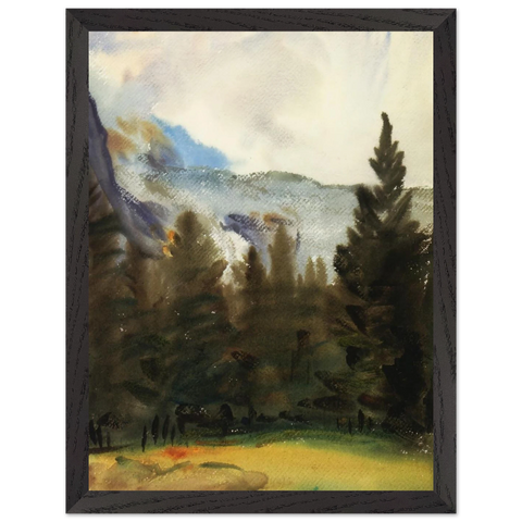 Purtud Fir Trees and Snow Mountains by John Singer Sargent — Framed art print at Zephyeer