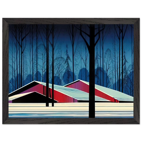 Winter Barns by Eyvind Earle — Framed art print at Zephyeer