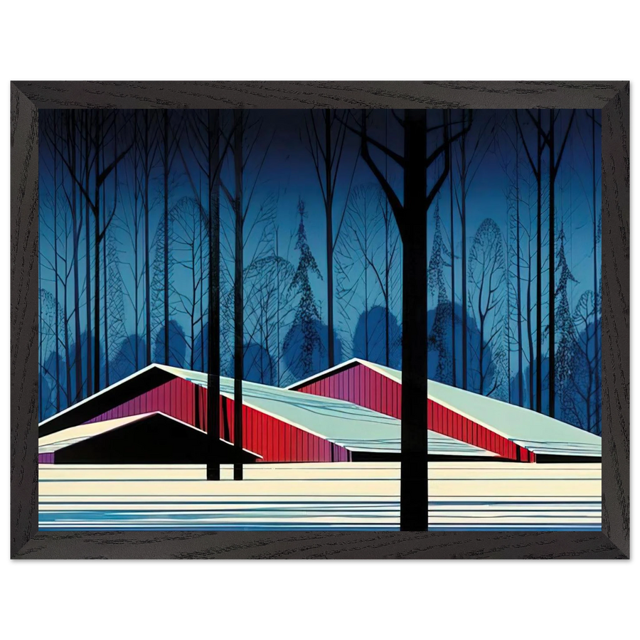 Winter Barns by Eyvind Earle — Framed art print at Zephyeer