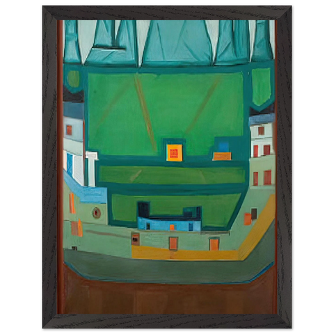 CITY AT THE FOOT OF THE MOUNTAINS LANDSCAPE by Jerzy Nowosielski — Framed art print at Zephyeer