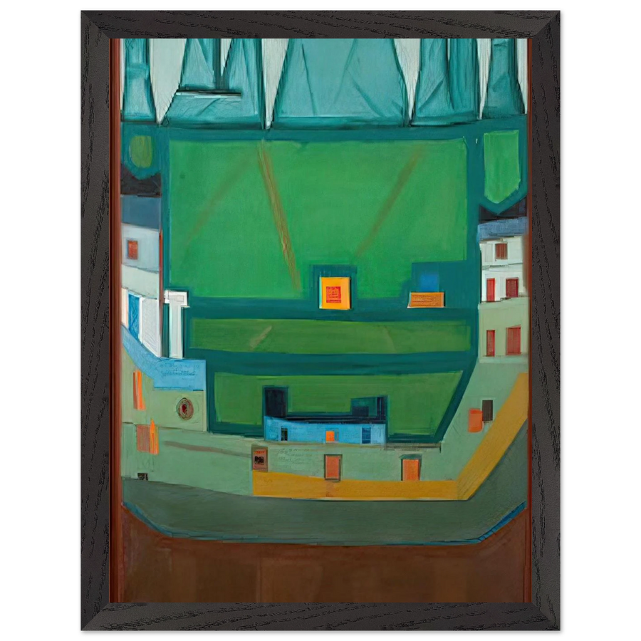 CITY AT THE FOOT OF THE MOUNTAINS LANDSCAPE by Jerzy Nowosielski — Framed art print at Zephyeer