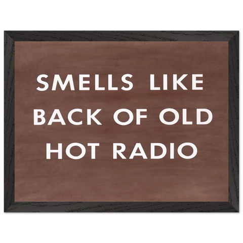 SMELLS LIKE BACK OF OLD HOT RADIO 1976 by Edward Ruscha — Framed art print at Zephyeer