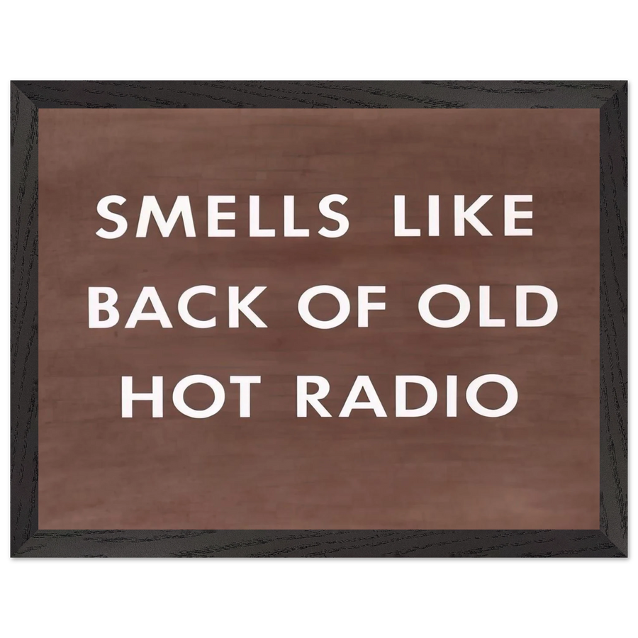 SMELLS LIKE BACK OF OLD HOT RADIO 1976 by Edward Ruscha — Framed art print at Zephyeer