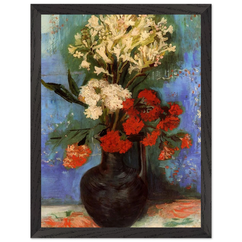 Vase with Carnations and Other Flowers by Vincent van Gogh — Framed art print at Zephyeer