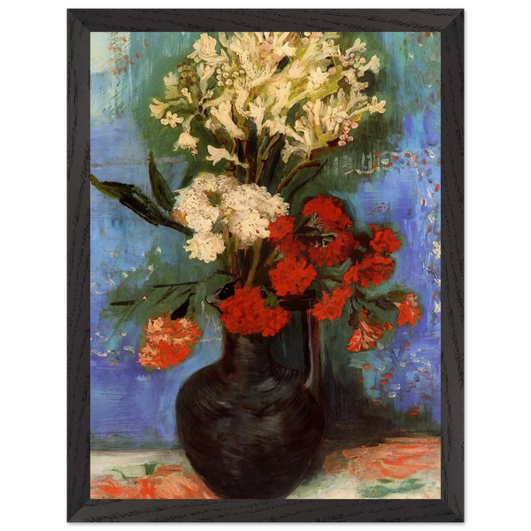 Vase with Carnations and Other Flowers by Vincent van Gogh — Framed art print at Zephyeer