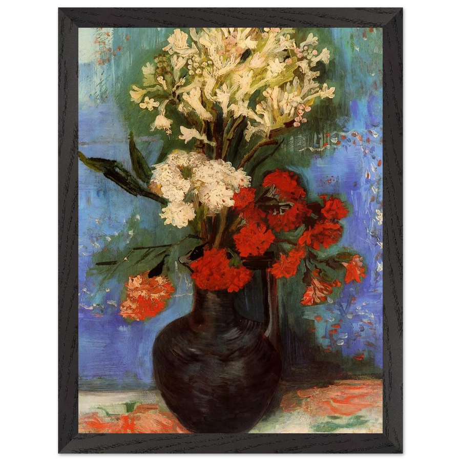 Vase with Carnations and Other Flowers by Vincent van Gogh — Framed art print at Zephyeer