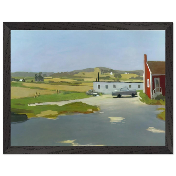 LONG ISLAND LANDSCAPE WITH RED BUILDING 1962 by Fairfield Porter — Framed art print at Zephyeer