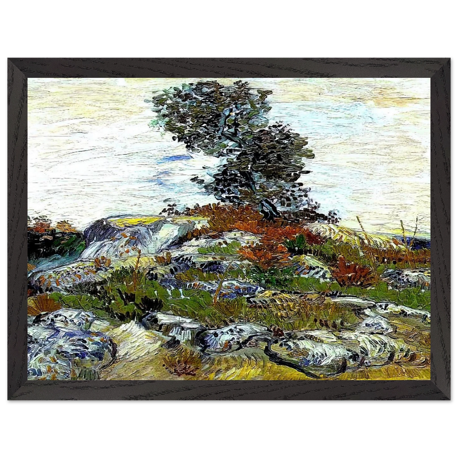 The Rocks with Oak tree by Vincent van Gogh — Framed art print at Zephyeer