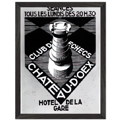 ADVERTISEMENT CHESS CLUB CHATEAU DOEX JULY 1936 1936 by MC Escher — Framed art print at Zephyeer