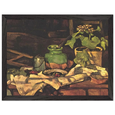 Flower pot at a table by Paul Cézanne — Framed art print at Zephyeer