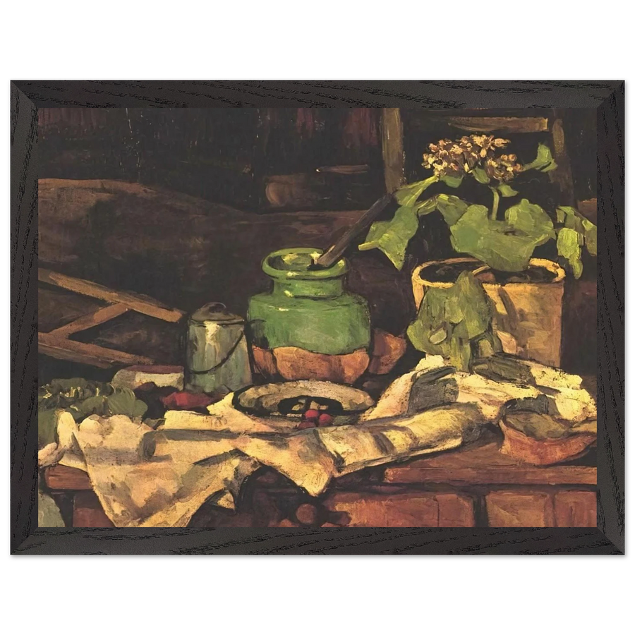 Flower pot at a table by Paul Cézanne — Framed art print at Zephyeer