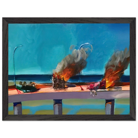 Longo Crash - 1982 by Carlos Almaraz — Framed art print at Zephyeer