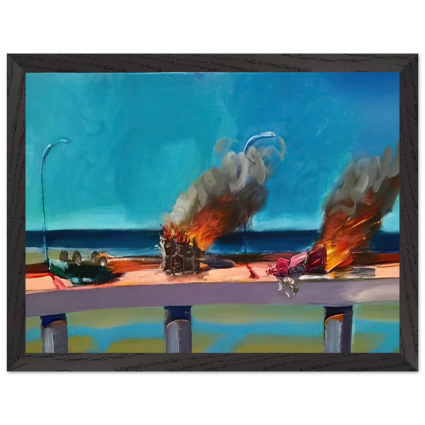 Longo Crash - 1982 by Carlos Almaraz — Framed art print at Zephyeer