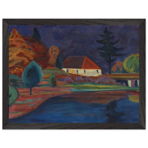 LANDSCHAFT MIT HAUS IN OBERAU 1908 by Gabriele Munter — Framed art print at Zephyeer