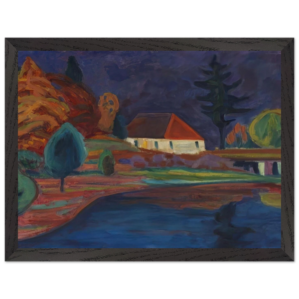 LANDSCHAFT MIT HAUS IN OBERAU 1908 by Gabriele Munter — Framed art print at Zephyeer
