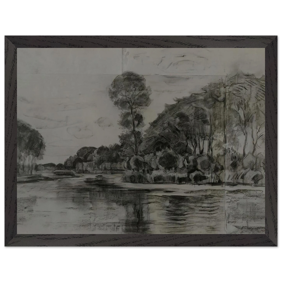 Lonely tree at the Gein by Piet Mondrian — Framed art print at Zephyeer