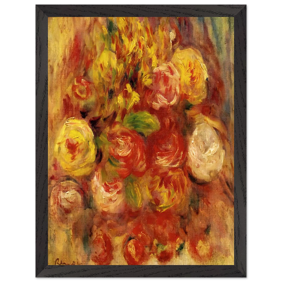 Flowers in a Vase with Blue Decoration by Pierre-Auguste Renoir — Framed art print at Zephyeer