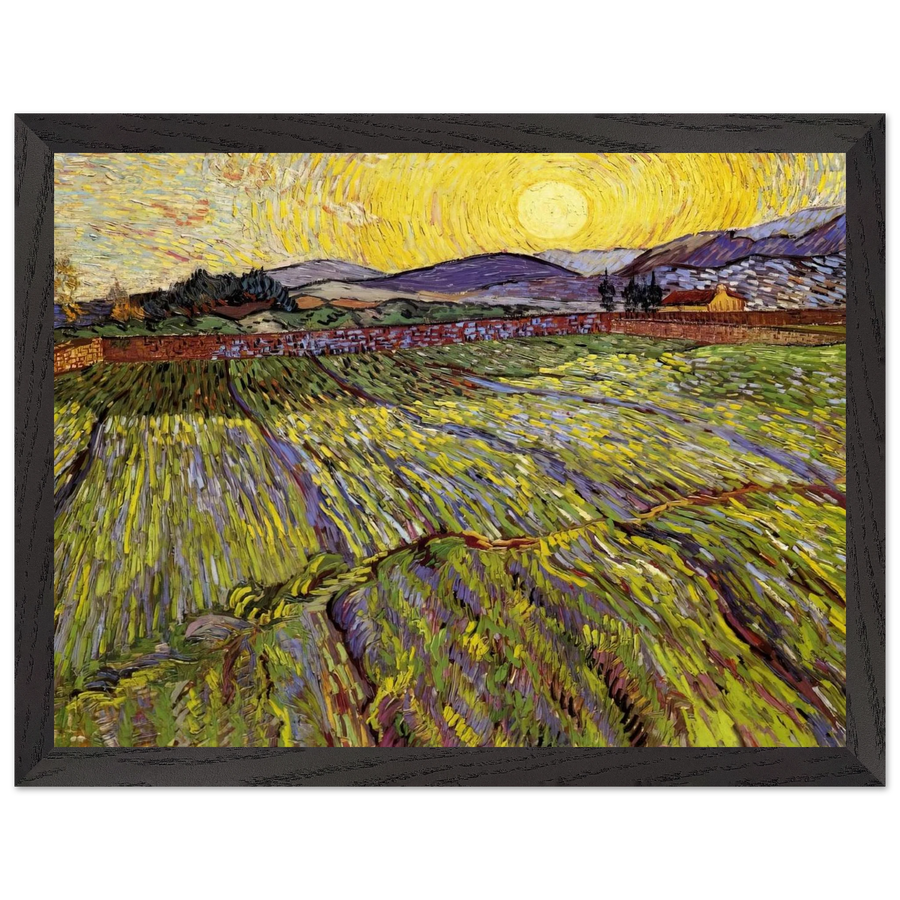 Enclosed field with rising sun by Vincent van Gogh — Framed art print at Zephyeer