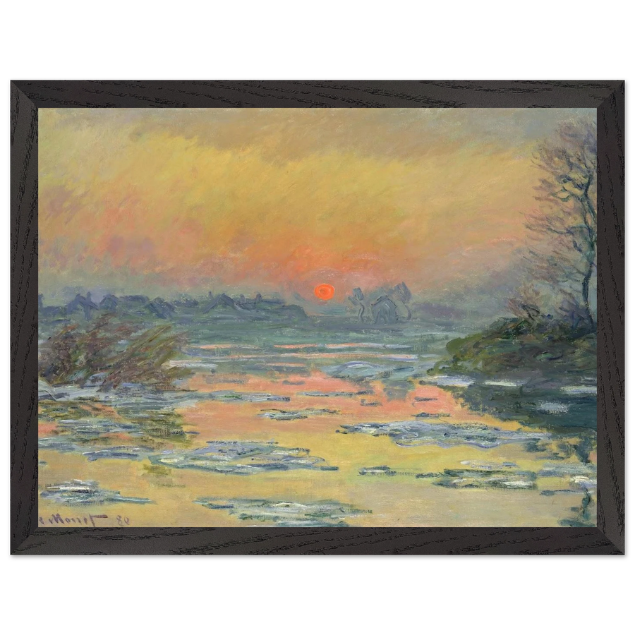 Sunset on the Seine in Winter by Claude Monet — Framed art print at Zephyeer
