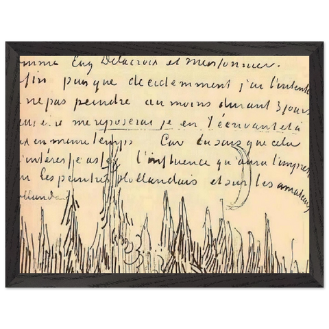 A Lane of Cypresses with a Couple Walking by Vincent van Gogh — Framed art print at Zephyeer