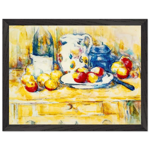 Still Life with Apples, a Bottle and a Milk Pot by Paul Cézanne — Framed art print at Zephyeer