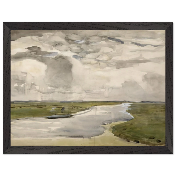Meandering Landscape with River by Piet Mondrian — Framed art print at Zephyeer
