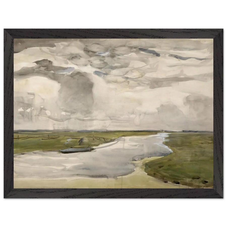 Meandering Landscape with River by Piet Mondrian — Framed art print at Zephyeer