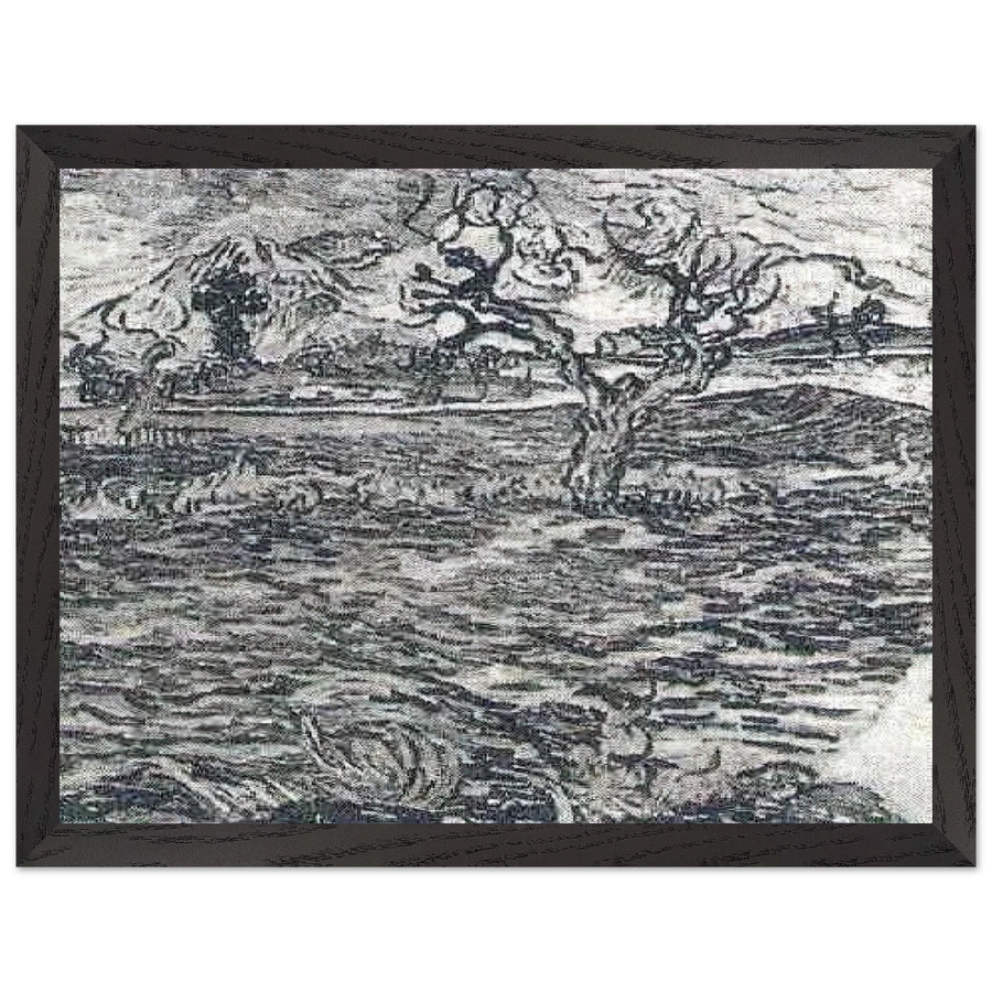 Landscape with Olive Tree and Mountains in the Background by Vincent van Gogh — Framed art print at Zephyeer
