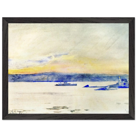Afterglow, Gloucester Harbor aka Ten Pound Island LIght by Childe Hassam — Framed art print at Zephyeer