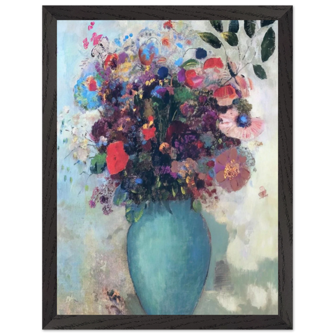 FLOWERS IN A TURQUOISE VASE by Odilon Redon — Framed art print at Zephyeer