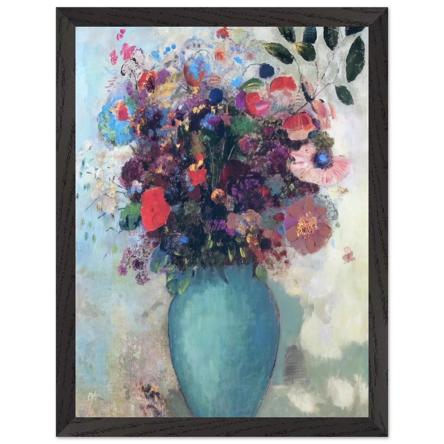 FLOWERS IN A TURQUOISE VASE by Odilon Redon — Framed art print at Zephyeer