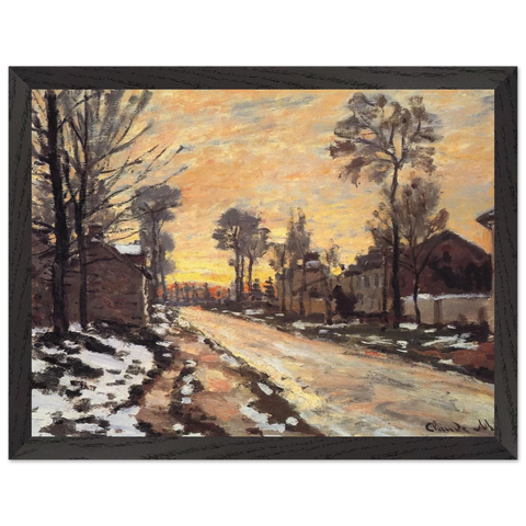 Road at Louveciennes, Melting Snow, Sunset by Claude Monet — Framed art print at Zephyeer