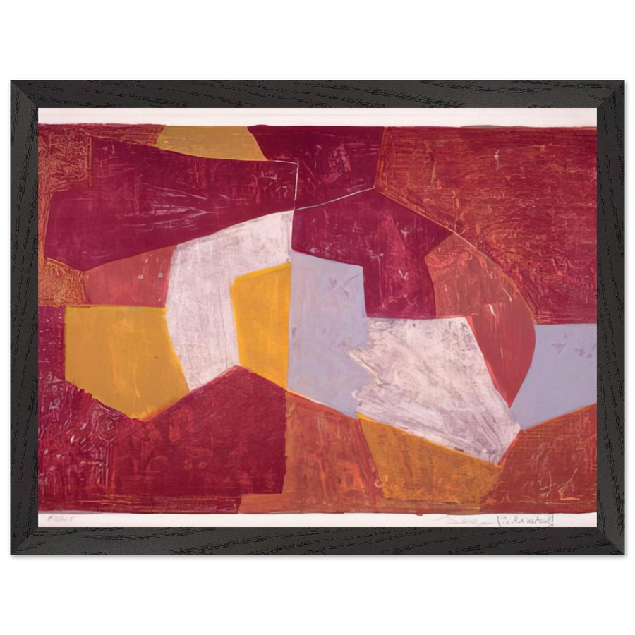 Composition carmin, brune, jaune et grise - 1956 by Serge Poliakoff — Framed art print at Zephyeer