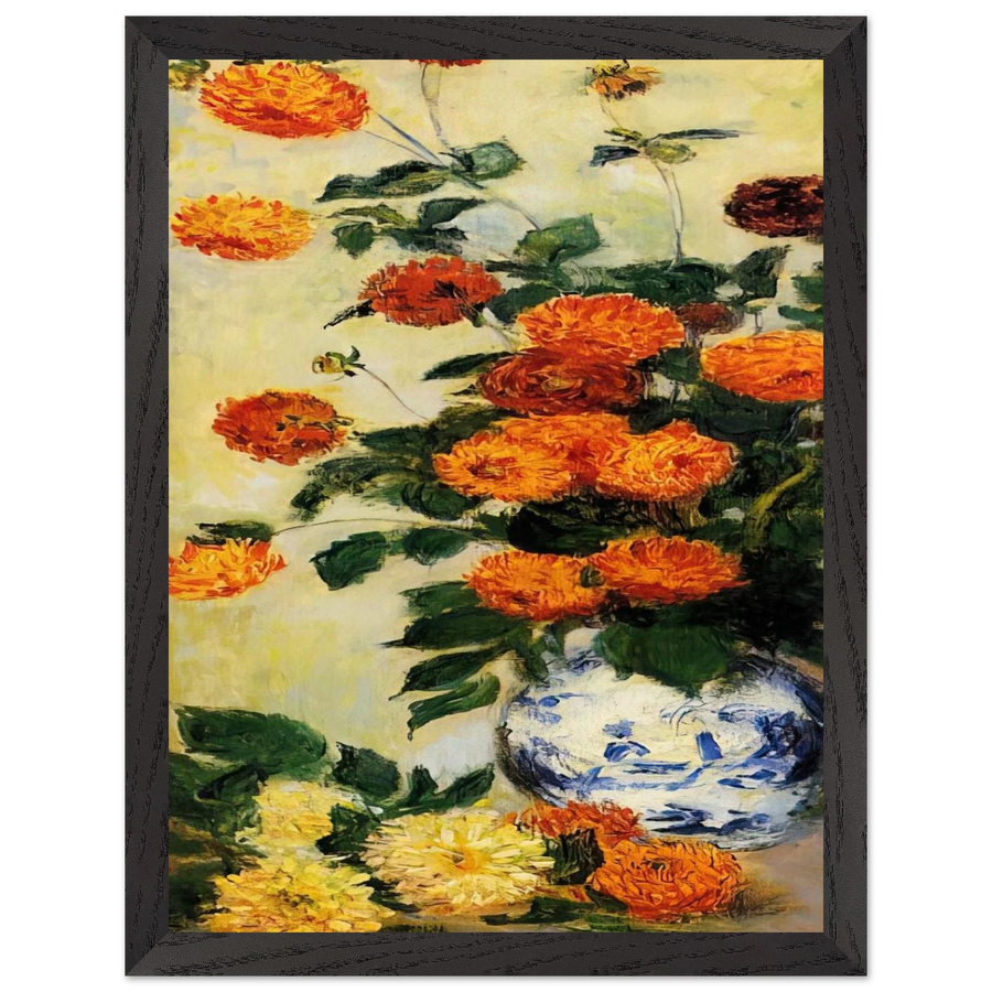 Dahlias by Claude Monet — Framed art print at Zephyeer