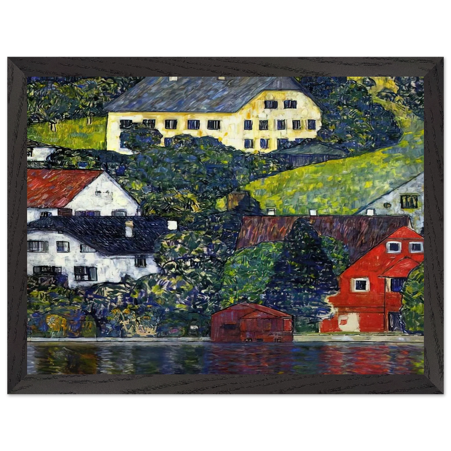 HOUSES AT UNTERACH ON THE ATTERSEE by Gustav Klimt — Framed art print at Zephyeer