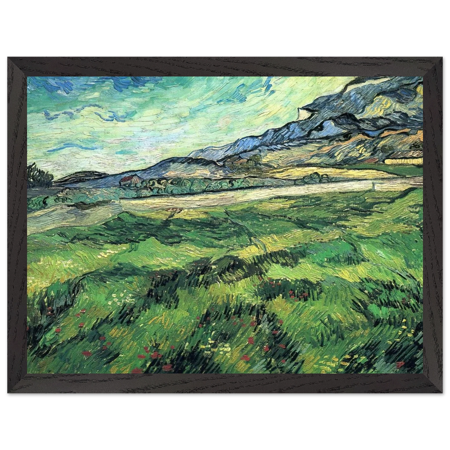 The Green Wheatfield behind the Asylum by Vincent van Gogh — Framed art print at Zephyeer