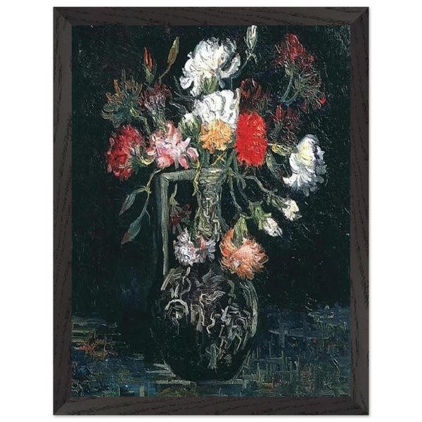 Vase with White and Red Carnations by Vincent van Gogh — Framed art print at Zephyeer