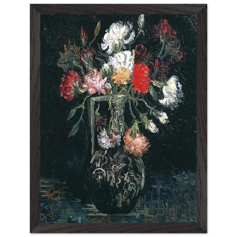 Vase with White and Red Carnations by Vincent van Gogh — Framed art print at Zephyeer