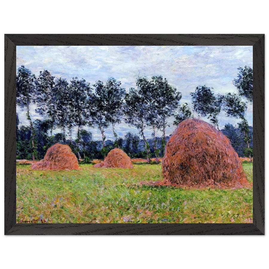 Haystacks, Overcast Day by Claude Monet — Framed art print at Zephyeer