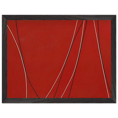 Untitled Black and White Lines on Red Background - 1965 by Lorser Feitelson — Framed art print at Zephyeer