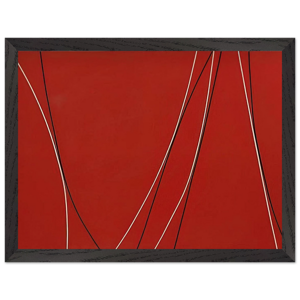 Untitled Black and White Lines on Red Background - 1965 by Lorser Feitelson — Framed art print at Zephyeer