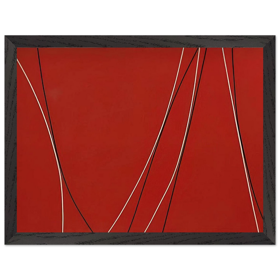 Untitled Black and White Lines on Red Background - 1965 by Lorser Feitelson — Framed art print at Zephyeer